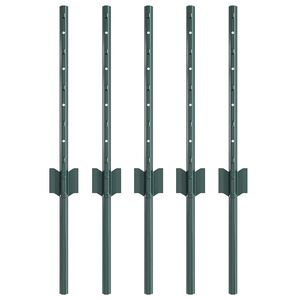vidaXL Postes de cerca 5 pcs Verde 40 cm Acero