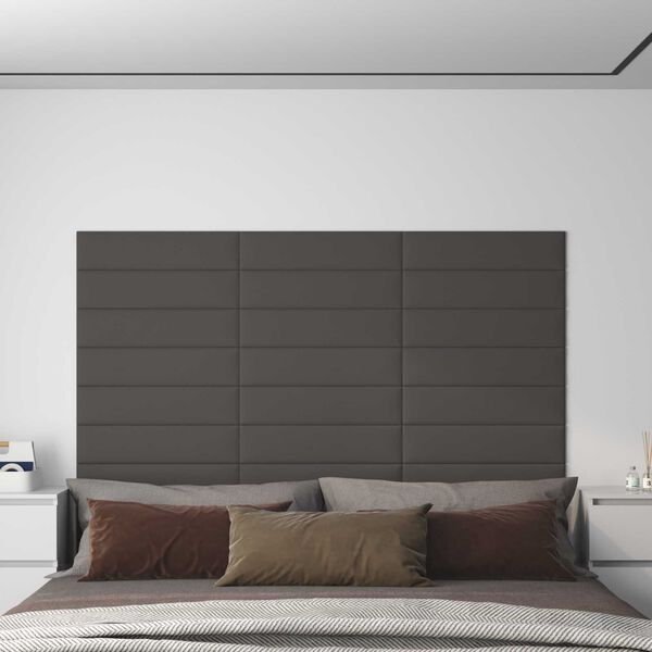 vidaXL Cabecero de Pared 12 pcs Gris oscuro 60 x 15 cm tela