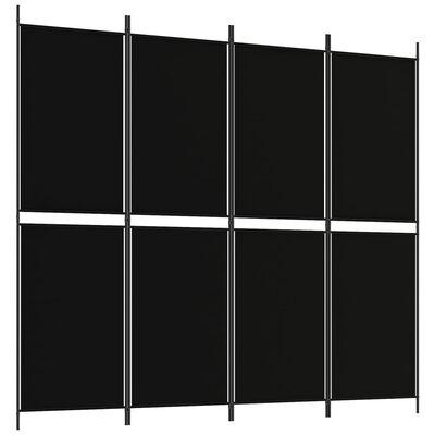 vidaXL Biombo divisor de 4 paneles de tela negro 200x180 cm