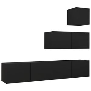vidaXL Set de muebles de salón TV 4 piezas madera contrachapada negro