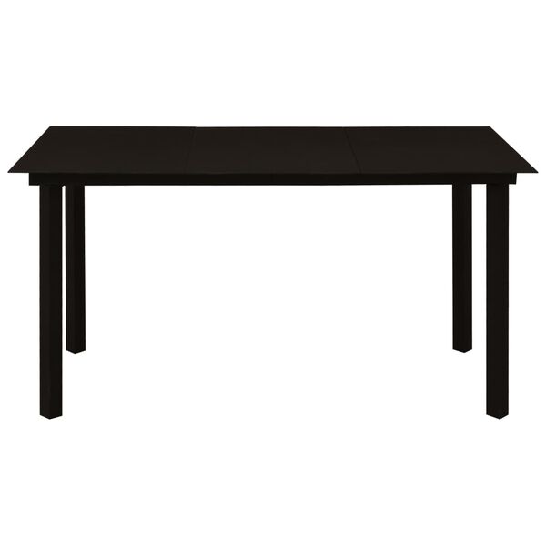 vidaXL Mesa de comedor de jard&iacute;n acero y vidrio negra 150x80x74 cm