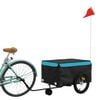 vidaXL Remolque para bicicleta hierro negro y azul 45 kg