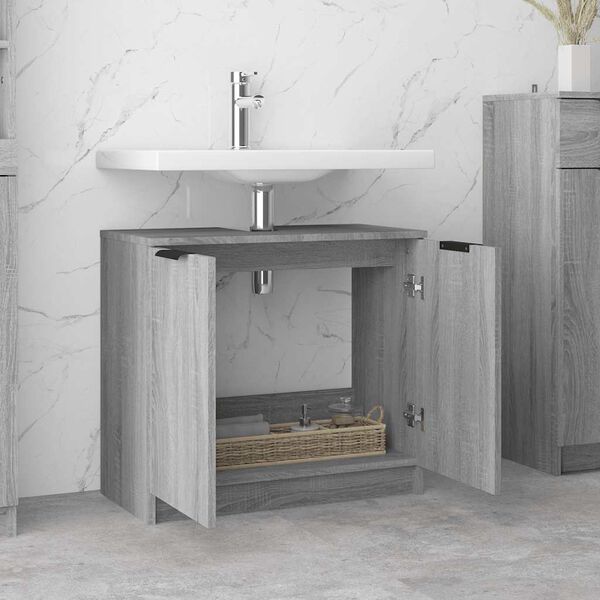 vidaXL Armario de ba&ntilde;o madera contrachapada gris Sonoma 64,5x33,5x59cm