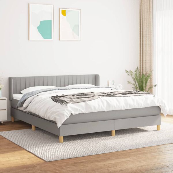 vidaXL Cama box spring con colch&oacute;n tela gris claro 180x200 cm
