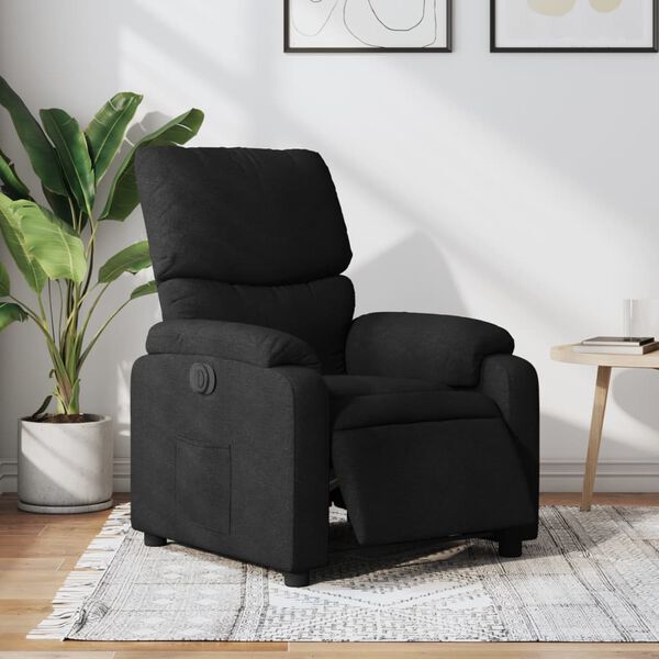 vidaXL Sill&oacute;n reclinable el&eacute;ctrico de tela negro