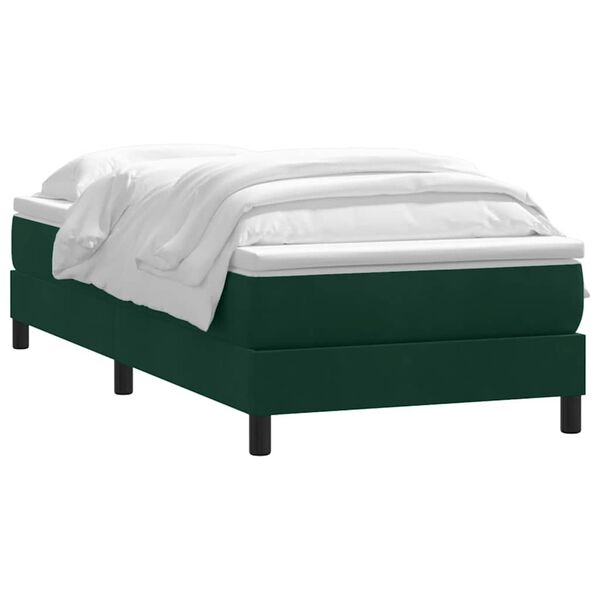 vidaXL Cama box spring con colch&oacute;n terciopelo verde oscuro 80x220 cm