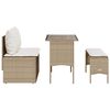 vidaXL Set comedor de jard&iacute;n 3 pzas con cojines rat&aacute;n sint&eacute;tico beige
