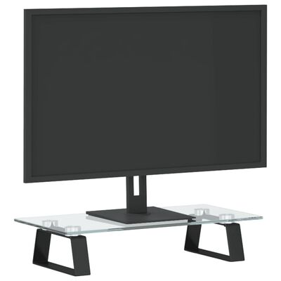vidaXL Soporte de monitor vidrio templado y metal negro 40x20x8 cm