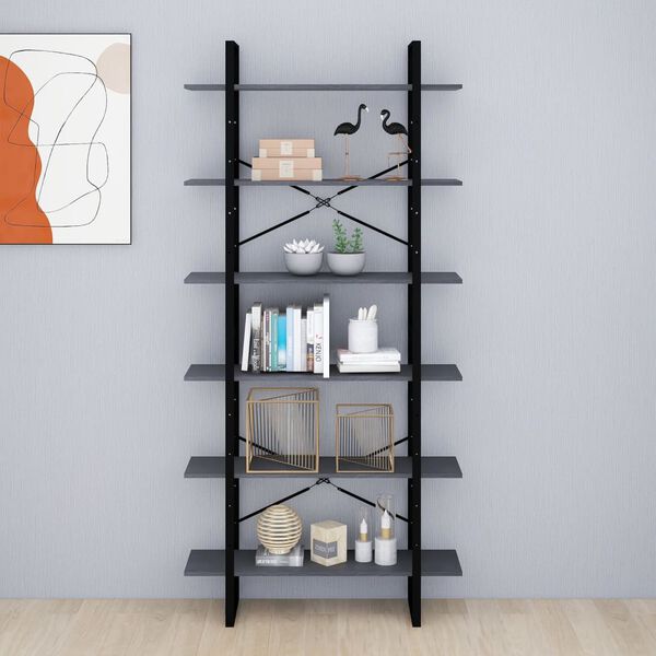 vidaXL Armario alto madera maciza de pino gris 100x30x210 cm