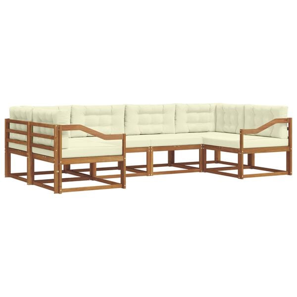 vidaXL Conjunto de sof&aacute;s de exterior con coj&iacute;n 6 pcs Natural y Crema