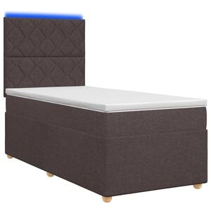 vidaXL Cama box spring con colch&oacute;n Marr&oacute;n Oscuro 90 x 190 cm Tela