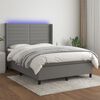 vidaXL Cama box spring colch&oacute;n y luces LED tela gris oscuro 140x190 cm
