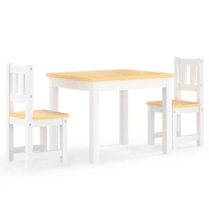 vidaXL Mesa y silla infantil 3 pzas MDF blanco y beige