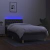 vidaXL Cama box spring con colch&oacute;n y LED tela gris oscuro 90x200 cm