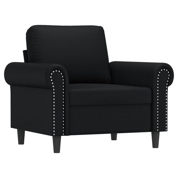 vidaXL Sillón con taburete cuero sintético negro 60 cm