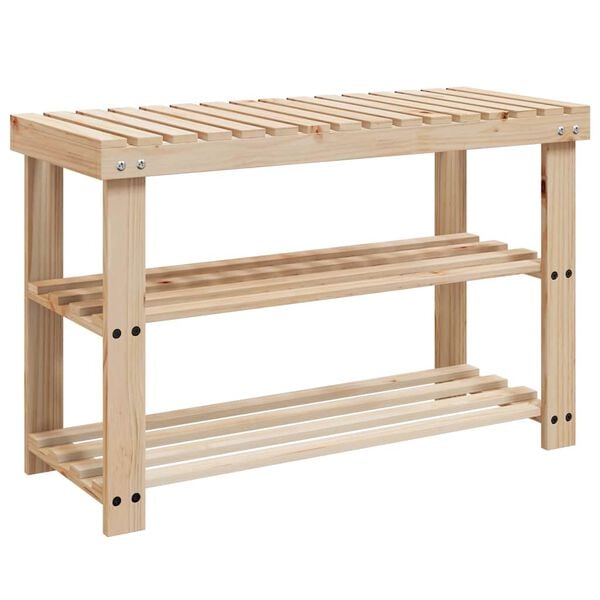 vidaXL Zapatero 2 en 1 con banco 2 uds madera maciza