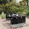 vidaXL Set de comedor de jard&iacute;n 7 pzas y cojines rat&aacute;n sint&eacute;tico negro