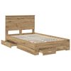 vidaXL Estructura de cama con cabecera Roble artesanal 120 x 190 cm