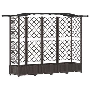 vidaXL Cama elevada con trellis y techo Marr&oacute;n 203,5 x 40 x 123 cm PP
