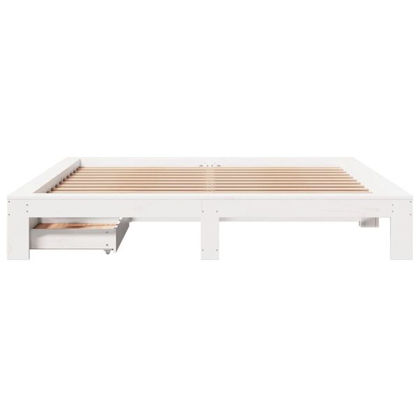 vidaXL Cama sin colch&oacute;n madera maciza de pino blanca 180x200 cm