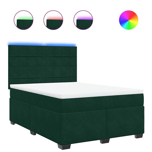 vidaXL Cama box spring con colch&oacute;n terciopelo verde oscuro 140x200 cm