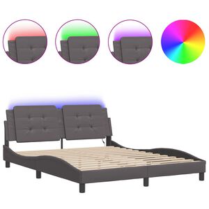 vidaXL Estructura de cama con LED sin colch&oacute;n Zadar gris 160x200 cm