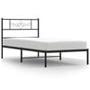 vidaXL Estructura cama sin colch&oacute;n con cabecero metal negro 90x200 cm