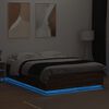 vidaXL Estructura cama con luces LED madera marr&oacute;n roble 150x200 cm