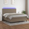 vidaXL Cama box spring colch&oacute;n y luces LED tela gris taupe 180x200 cm