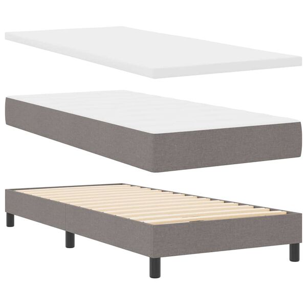 vidaXL Cama tipo Box Spring con colch&oacute;n Taup&eacute; 200 x 180 cm tela