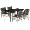 vidaXL Set comedor de jard&iacute;n 5 pzas cojines rat&aacute;n sint&eacute;tico gris claro