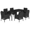 vidaXL Set de comedor de jard&iacute;n 7 pzas y cojines rat&aacute;n sint&eacute;tico negro