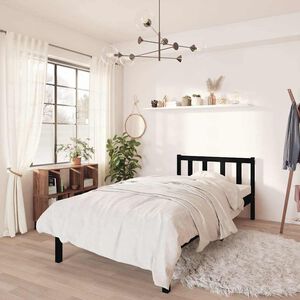 vidaXL Estructura de cama individual peque&ntilde;a sin colch&oacute;n madera negro