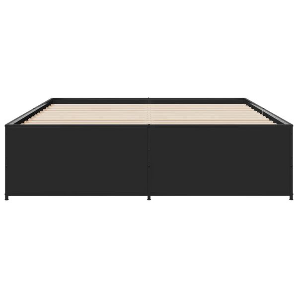 vidaXL Estructura de cama madera de ingenier&iacute;a y metal negro 160x200cm