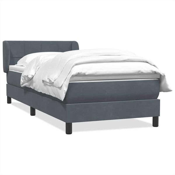 vidaXL Cama box spring con colch&oacute;n terciopelo gris oscuro 80x220 cm