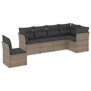vidaXL Set de muebles de jard&iacute;n 6 pzas y cojines rat&aacute;n sint&eacute;tico gris