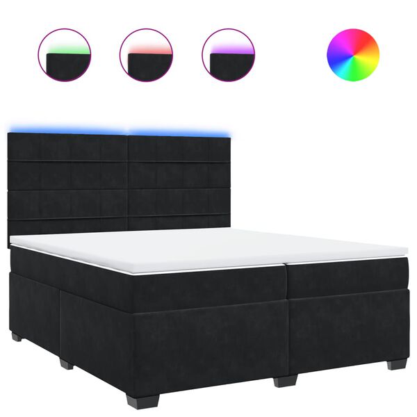 vidaXL Cama box spring con colch&oacute;n terciopelo negro 200x200 cm