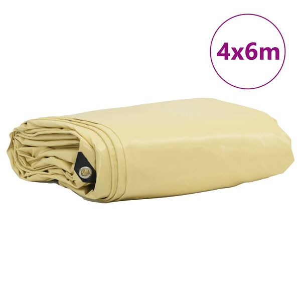 vidaXL Lona 650g / m&sup2; Beige 4 x 6 m Lona con recubrimiento de PVC