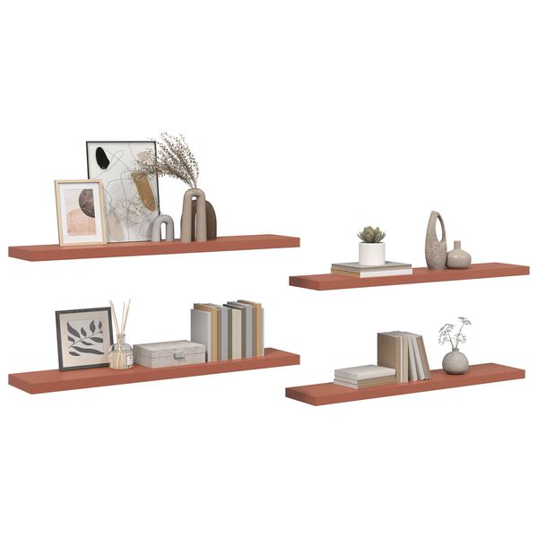 vidaXL Estante de pared 4 pcs Rojo 120 x 23,5 x 4 cm