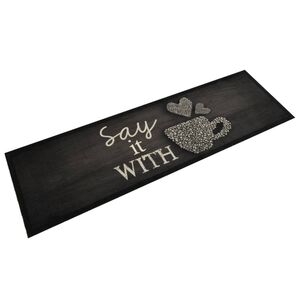 vidaXL Alfombra de cocina lavable terciopelo negro taza 45x150 cm