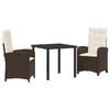 vidaXL Conjunto de Comedor de Jard&iacute;n 3 uds. Marr&oacute;n rat&aacute;n sint&eacute;tico