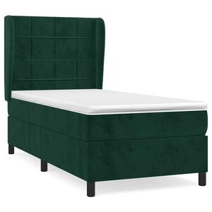vidaXL Cama box spring con colch&oacute;n terciopelo verde oscuro 80x200 cm