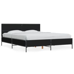 vidaXL Estructura de cama madera de ingenier&iacute;a y metal negro 150x200cm