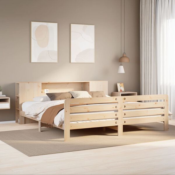 vidaXL Estructura de cama sin colch&oacute;n madera maciza de pino 200x200 cm