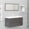 vidaXL Juego de muebles de ba&ntilde;o madera de ingenier&iacute;a gris brillo