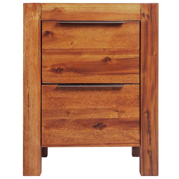 vidaXL Mesita de noche de madera maciza de acacia marr&oacute;n 45x42x58 cm
