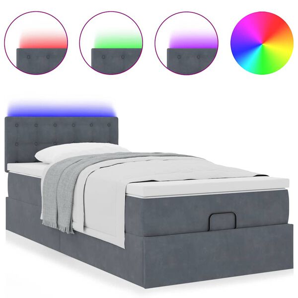 vidaXL Estructura cama otomana colch&oacute;n terciopelo gris oscuro