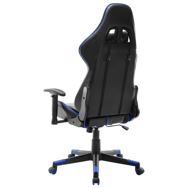 vidaXL Silla de gaming de cuero sint&eacute;tico negro y azul