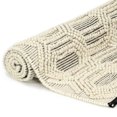 vidaXL Alfombra tejida a mano de lana blanco/negro 80x150 cm