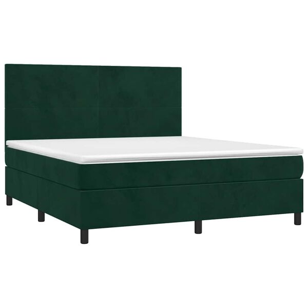 vidaXL Cama box spring con colch&oacute;n terciopelo verde oscuro 180x200 cm